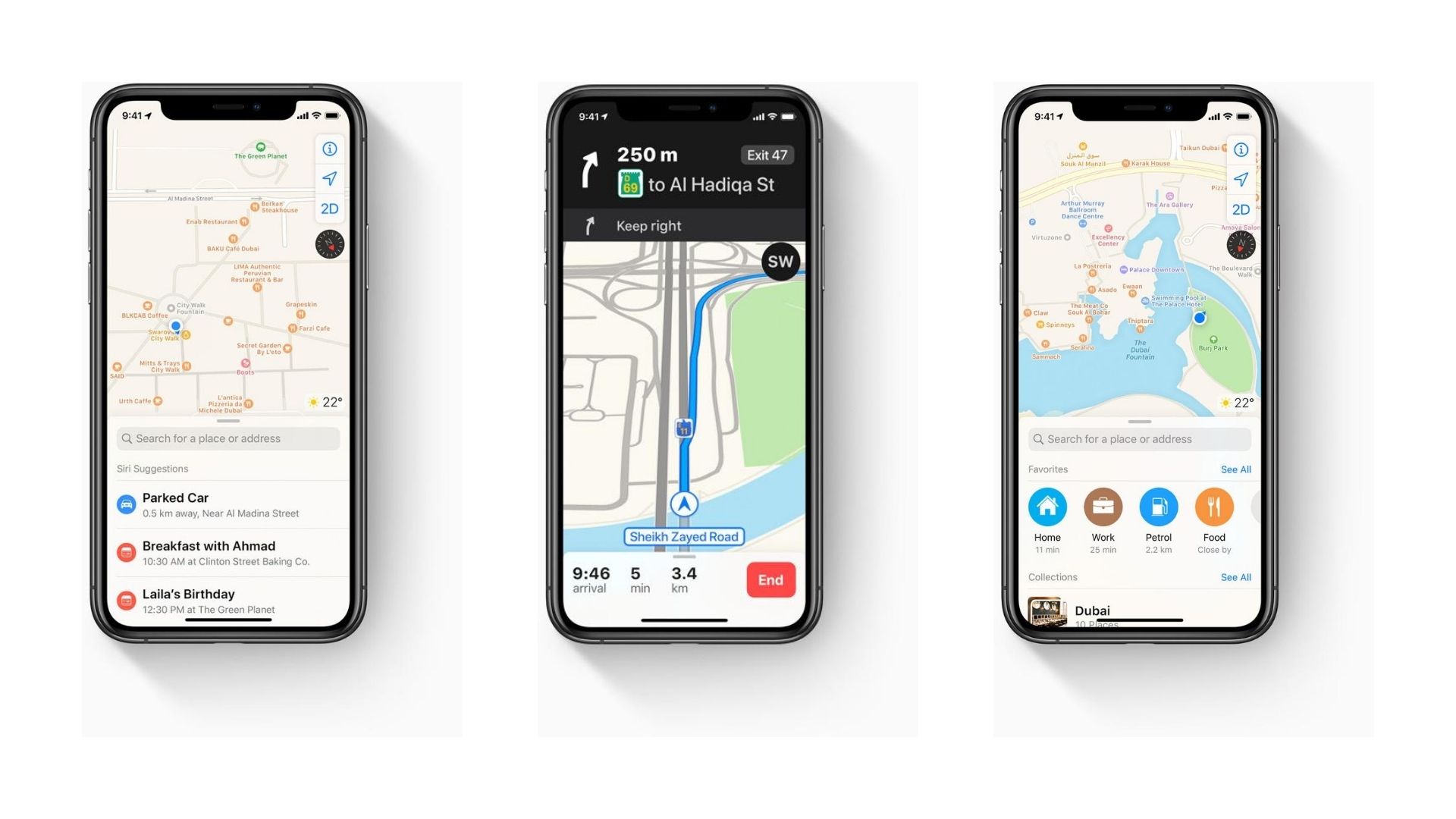 Turn-by-turn directions on Apple Maps in the UAE