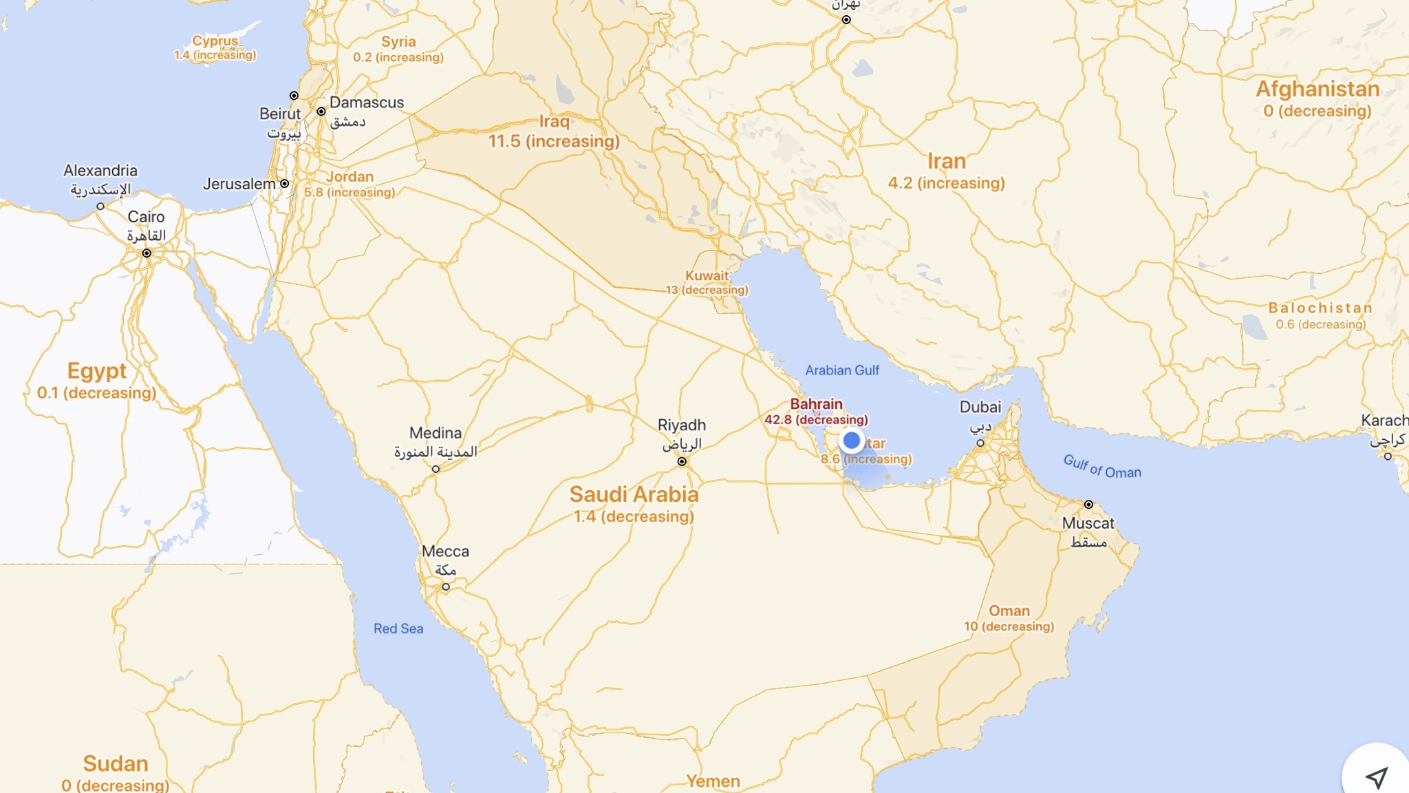 Track COVID-19 across the Middle East on Google Maps