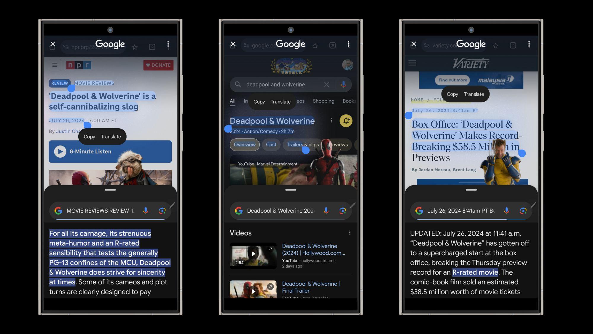 Google’s Circle for Search on Android: Deadpool and Wolverine easter egg